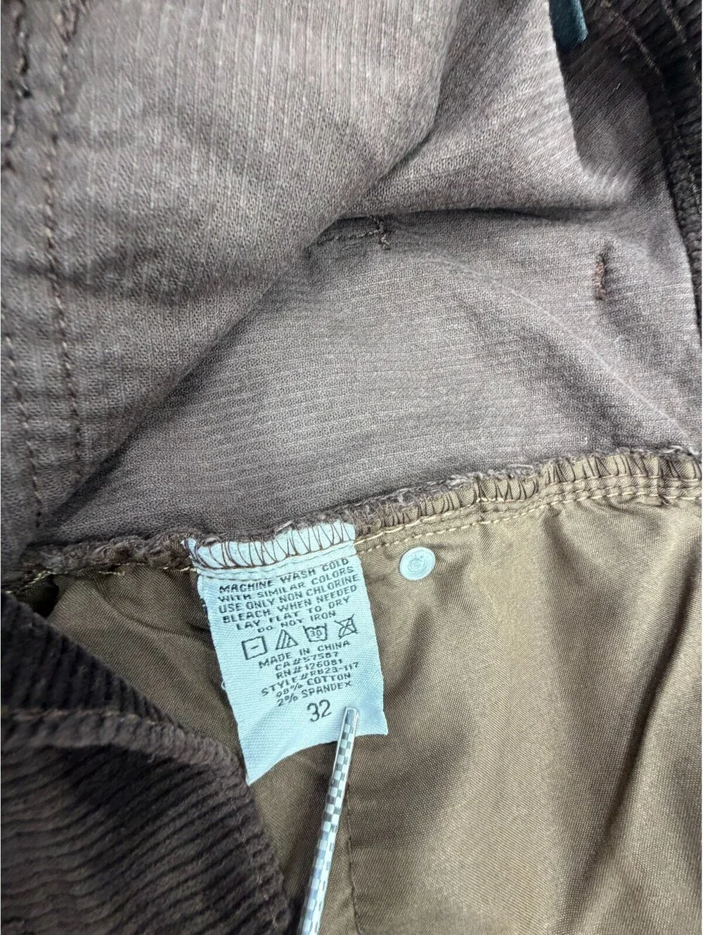 Reason Men's Pants Straight Leg Corduroy Mid Rise Solid Flat Front Size 32 Brown